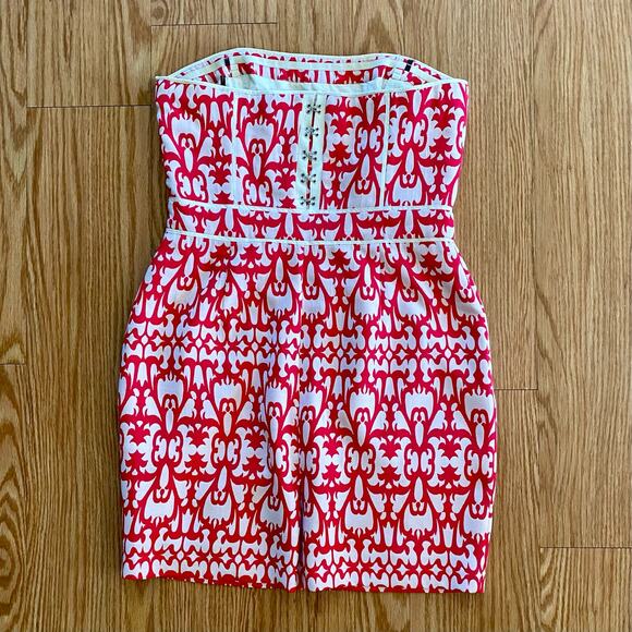 Laundry by Design Brocade White & Pink Strapless Sheath Dress Womens 10 - Picture 10 of 16